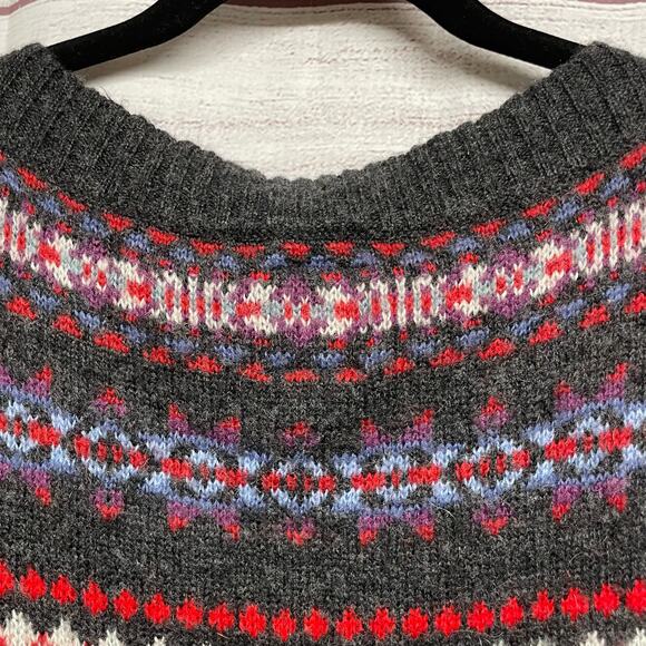 American Eagle Pink Gray Wool blend Sweater Nordic Patterned Pullover Size S - Picture 9 of 10